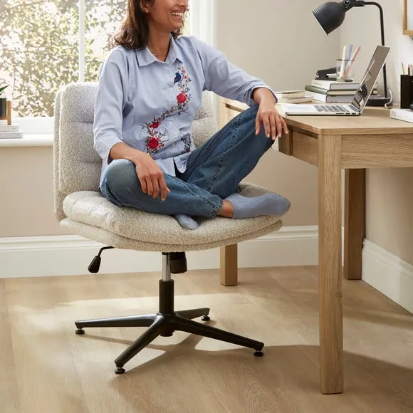 Bertha Tonal Boucle Wide Criss Cross Office Chair 2