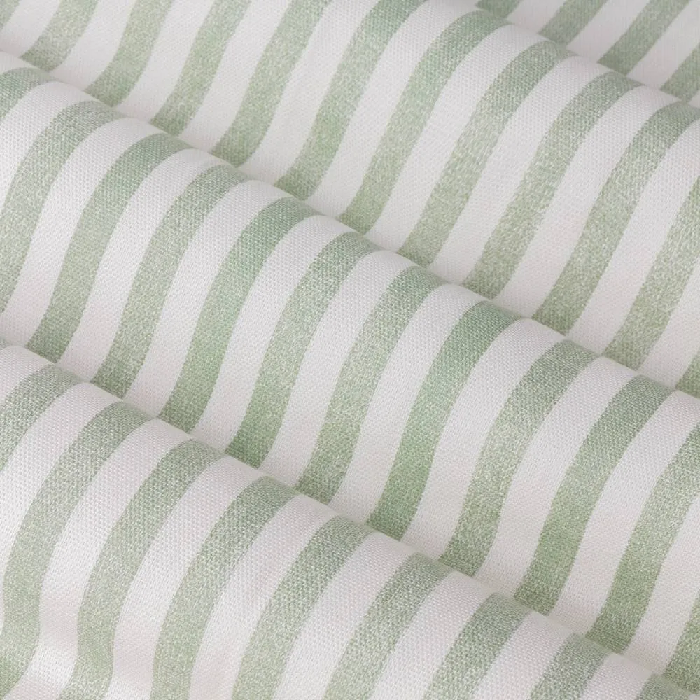 Yard Hebden Striped 100% Cotton Lined Eyelet Curtain Pair in Pale Green 6
