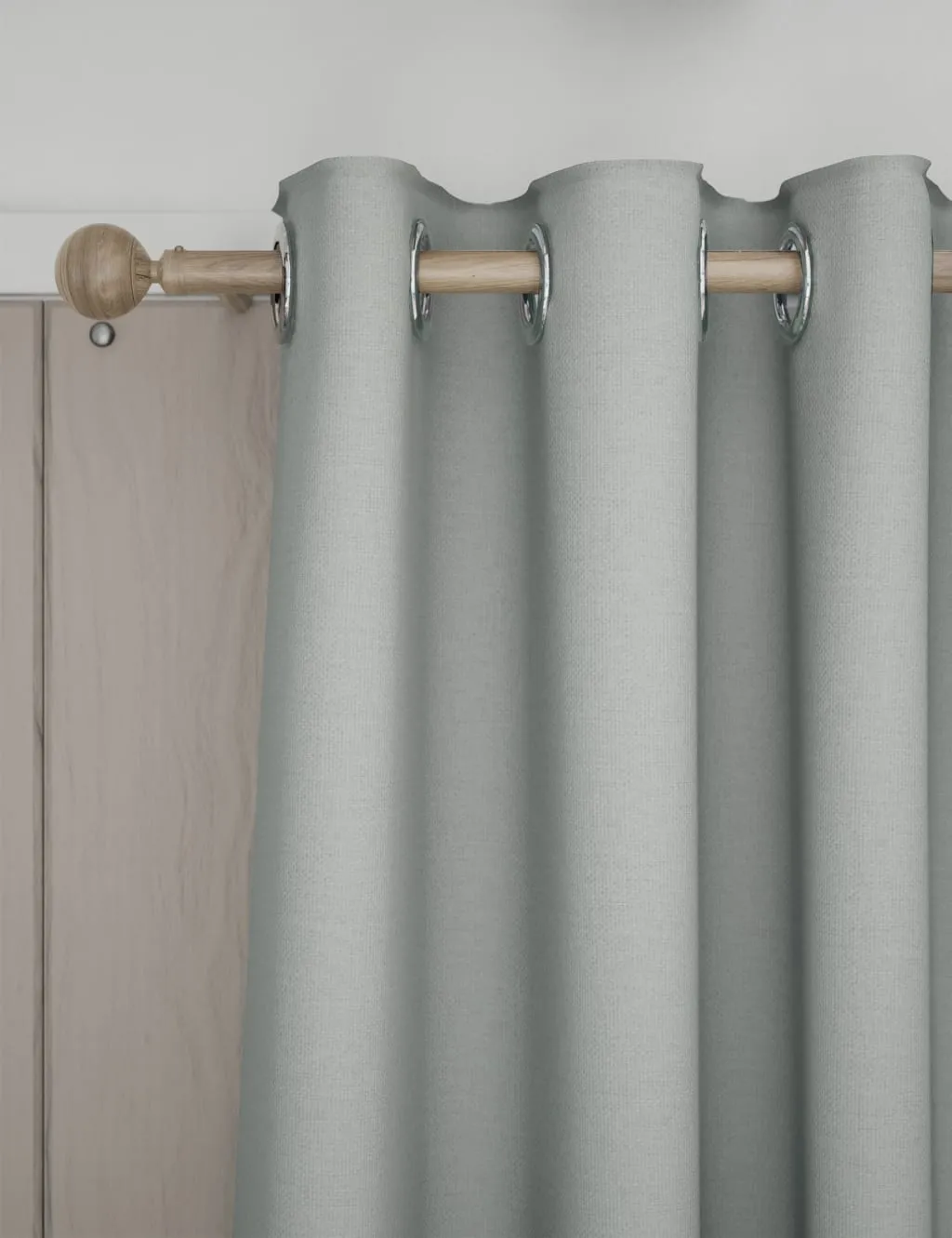 M&S Brushed Eyelet Blackout Thermal Curtains Grey