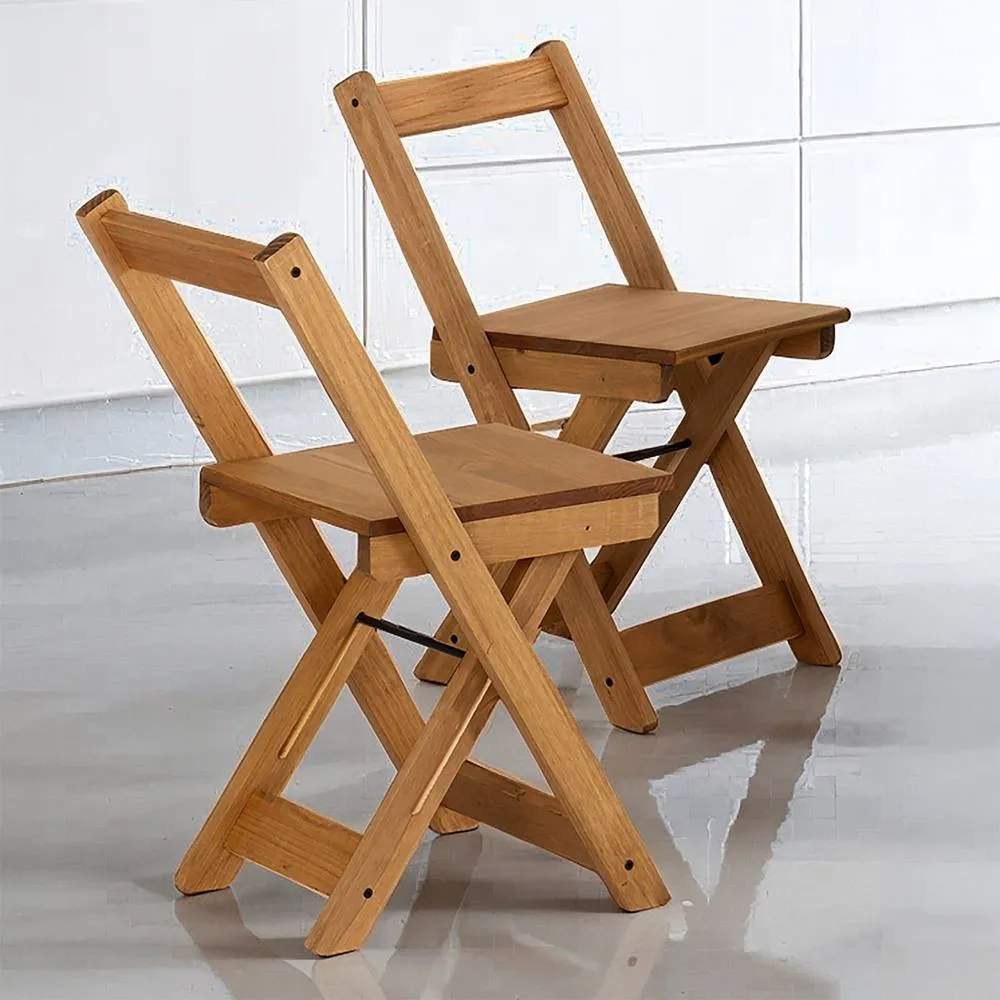 Seconique Santos Folding Chair (Box of 2) Natural Wax