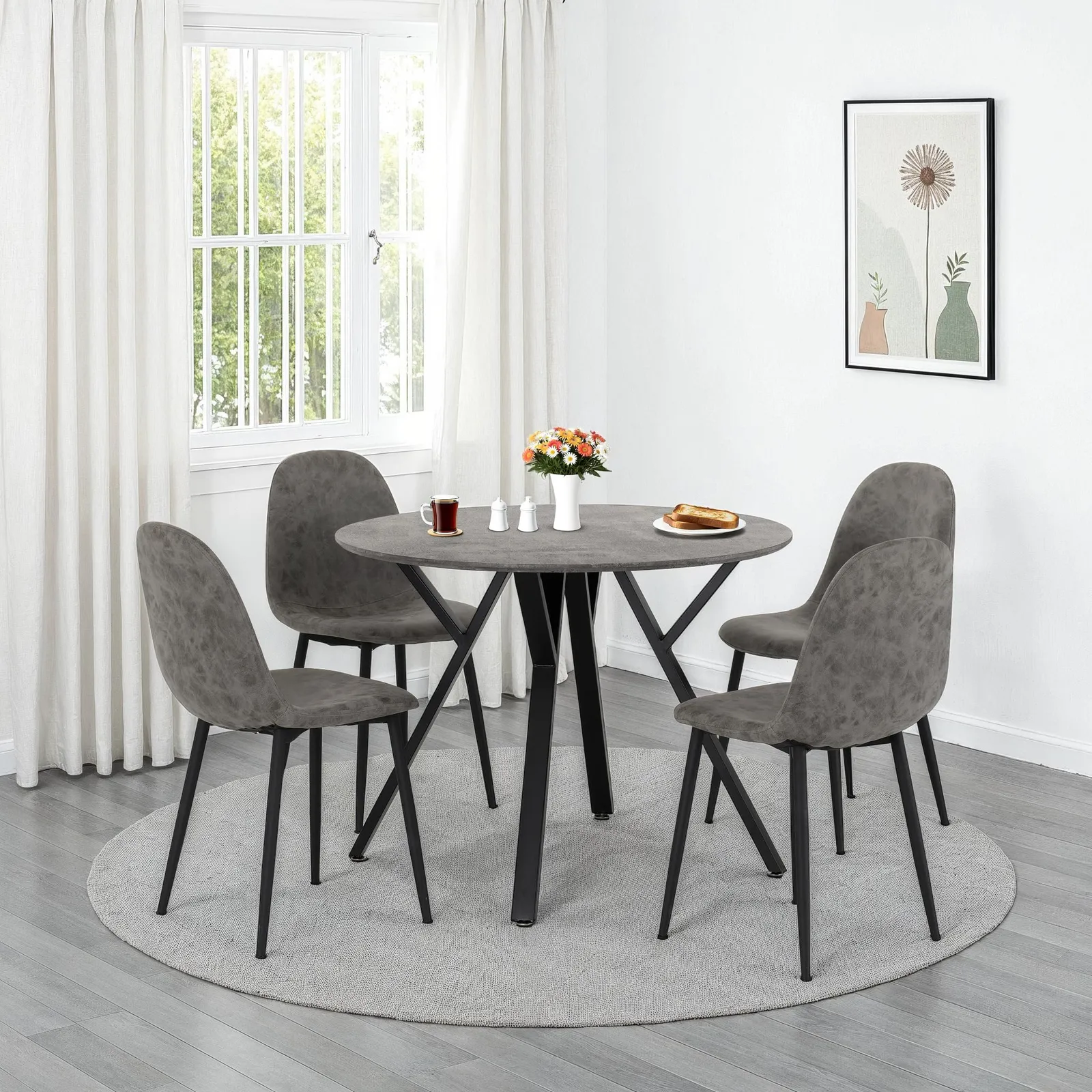 Seconique Athens Round Dining Set in Grey
