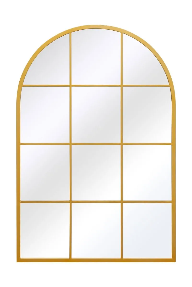 MirrorOutlet Gold Metal Framed Arched Window Wall Garden Mirror (120CM X 80CM) 5