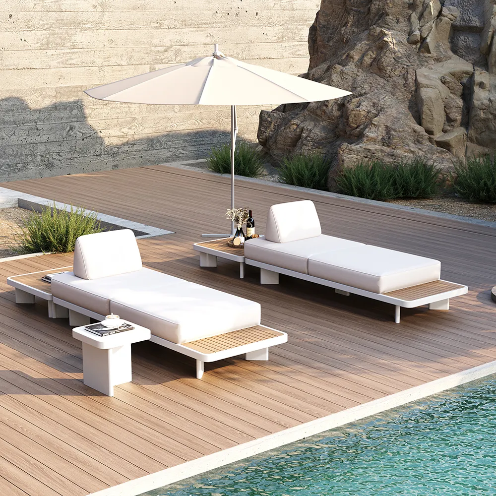 5 PCS L Shaped Outdoor Sectional Sofa Set Mordern Yard & Patio Furniture for 4-6 Person in White & Brown Cushion & Pillow Included