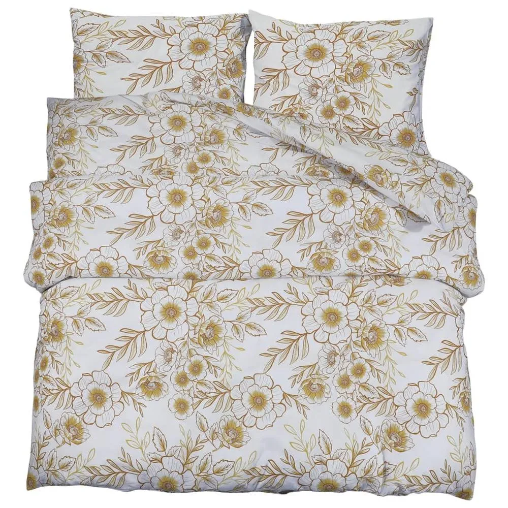 Berkfield Home Duvet Cover Set White & Brown 200x200 cm Cotton