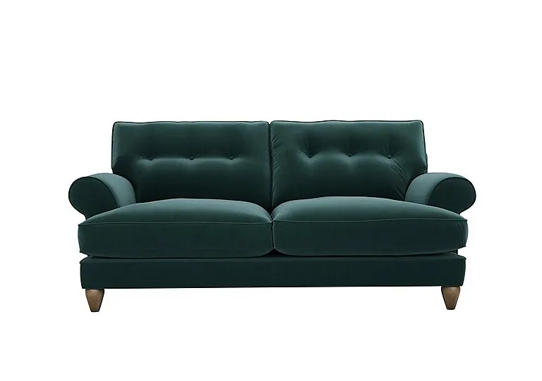 Bronwyn 3 Seater Fabric Classic Back Fibre Fill Sofa with Washed Oak Feet - Evening Teal