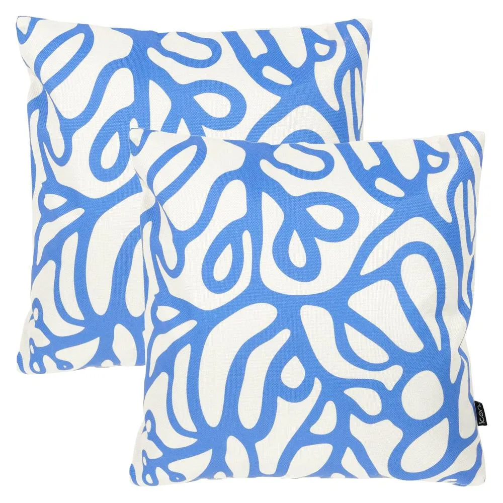 icon 2 Pack Cushion 43x43 Kyoto Fabric - Squiggle Leaf Blue