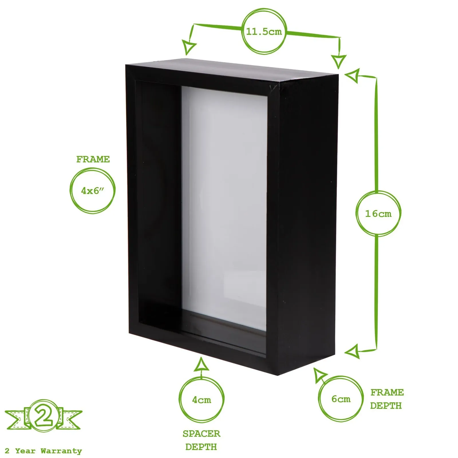 Nicola Spring 3D Deep Box Photo Frame - 4 x 6" in White 4