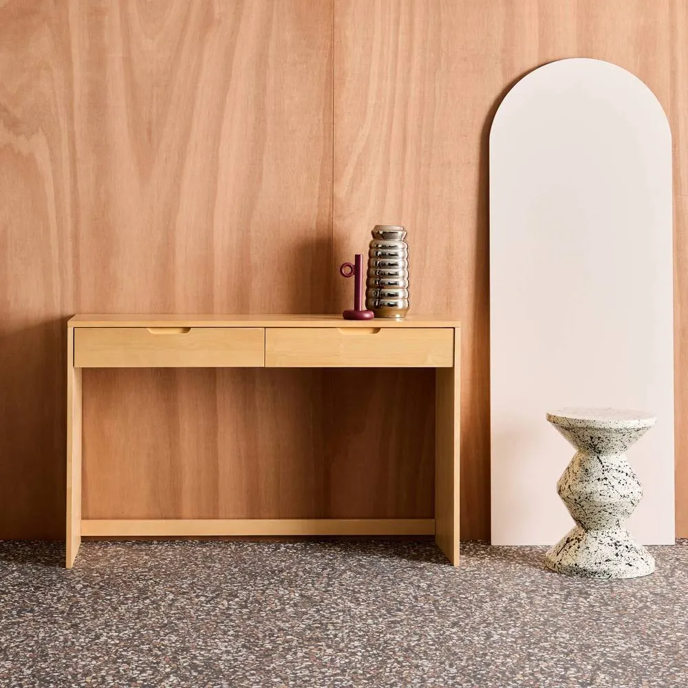 sweeek Wood Decor Console 2 Drawers 120 cm in Beige 3