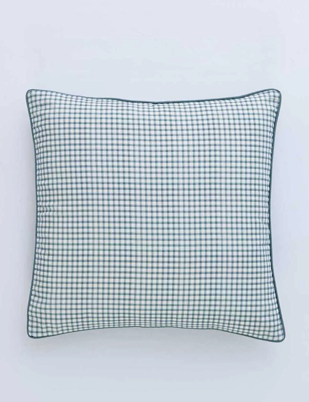 MM Linen Linen Mix Gingham Cushion Blue Mix