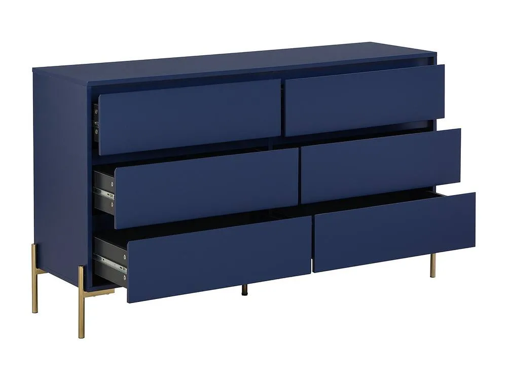 Vente-unique 6-Drawer Chest Of Drawers - MDF & Metal - Gloss Blue & Gold 5