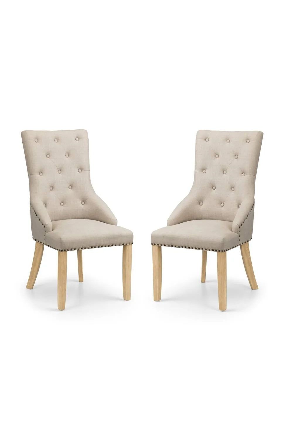 Julian Bowen Loire Buttoned Back Upholstered Dining Chair (Set of 2) in Light Beige 4