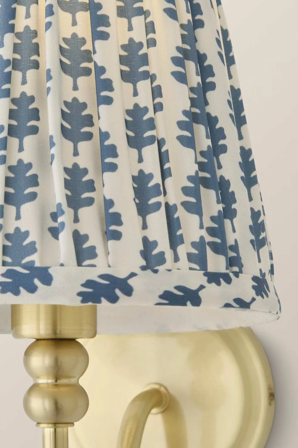 ValueLights Binky Pair of Rechargeable Gold Wall Lights with Floral Pleated Shades in Mid Blue 5