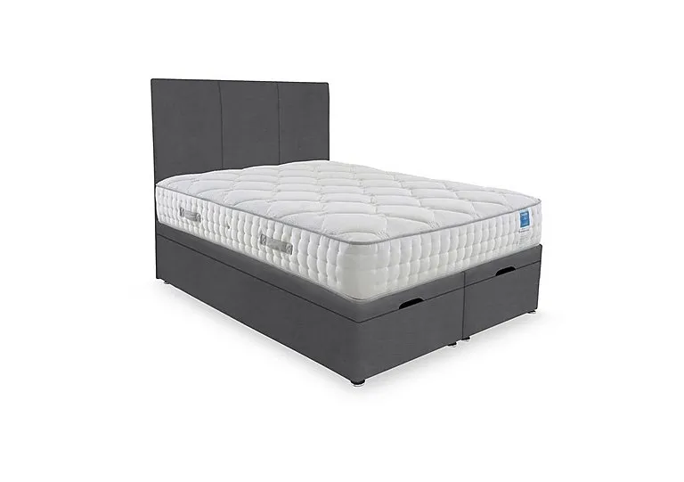 Memory Luxe End Lift Ottoman Divan Set - Small Double - Plush Dark Grey