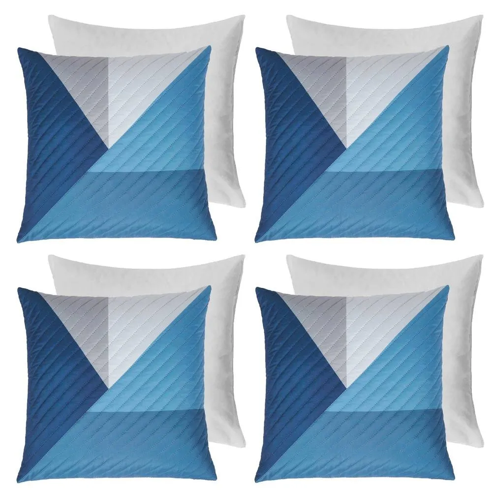 OHS 4 Pack Geometric Pinsonic Filled Cushion Covers - 45 x 45cm in Dark Navy
