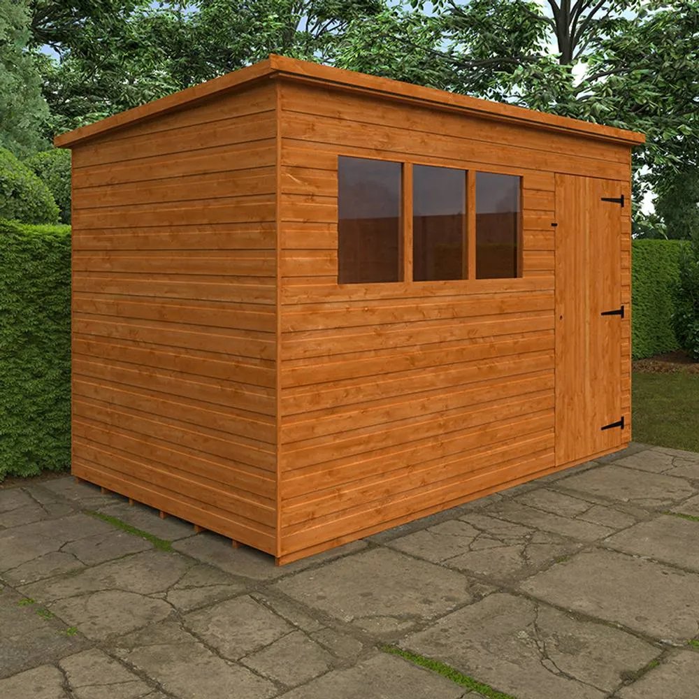 Buttercup Farm 10 x 6 Feet Super Pent 12mm Shed - Solid Wood/Softwood/Pine in Burnt Orange 2