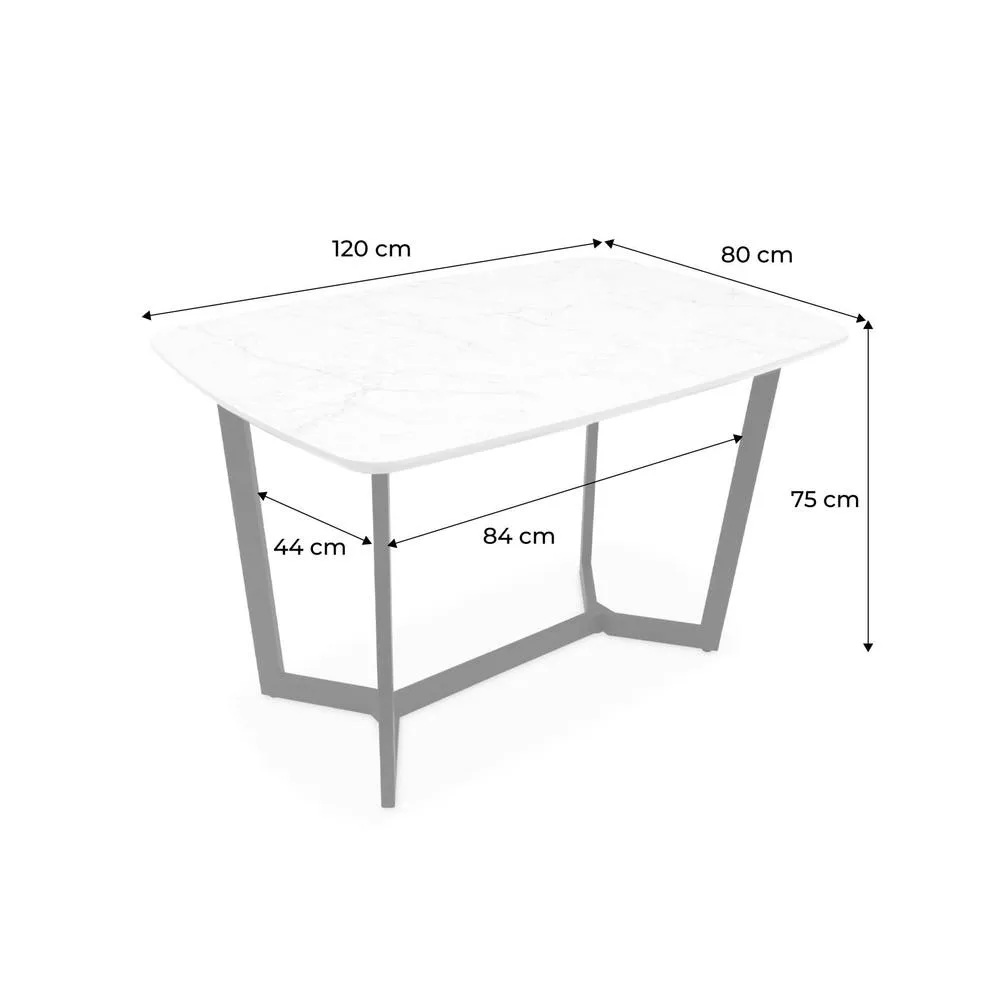 sweeek Marble-effect dining table, metal legs, seats 4 to 6 in White 6
