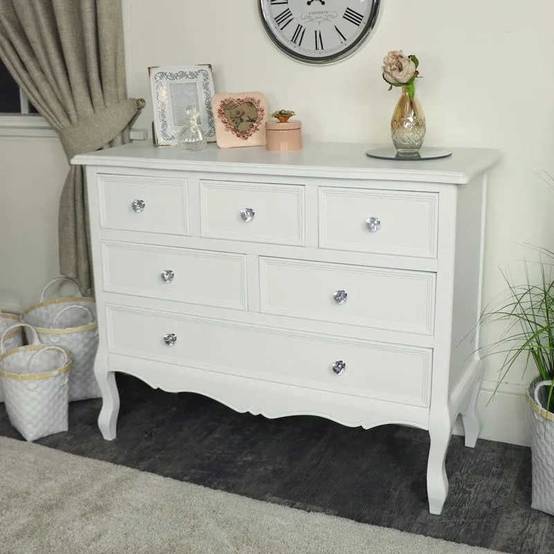 Melody Maison White Bedroom Furniture Large Chest Of Drawers, Dressing Table Set & Pair Of Bedside Tables - Victoria Range 6
