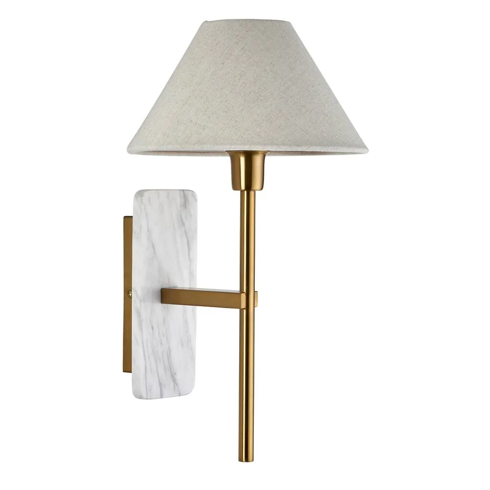 Netlighting Faro Wall Lamp Shade White & Vintage Brass Linen E14 6