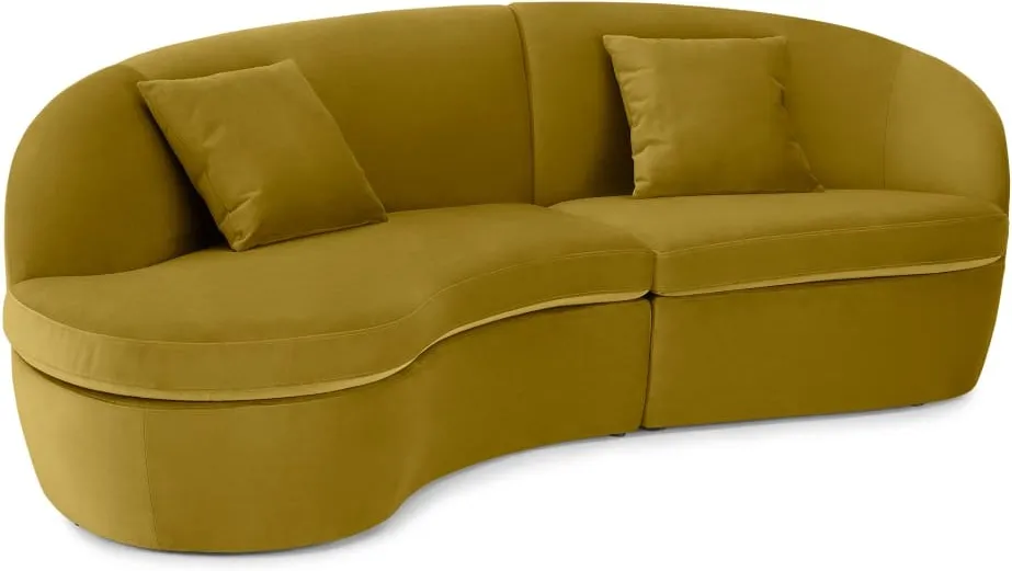 Reisa Left Hand Facing Chaise End Sofa, Vintage Gold Velvet