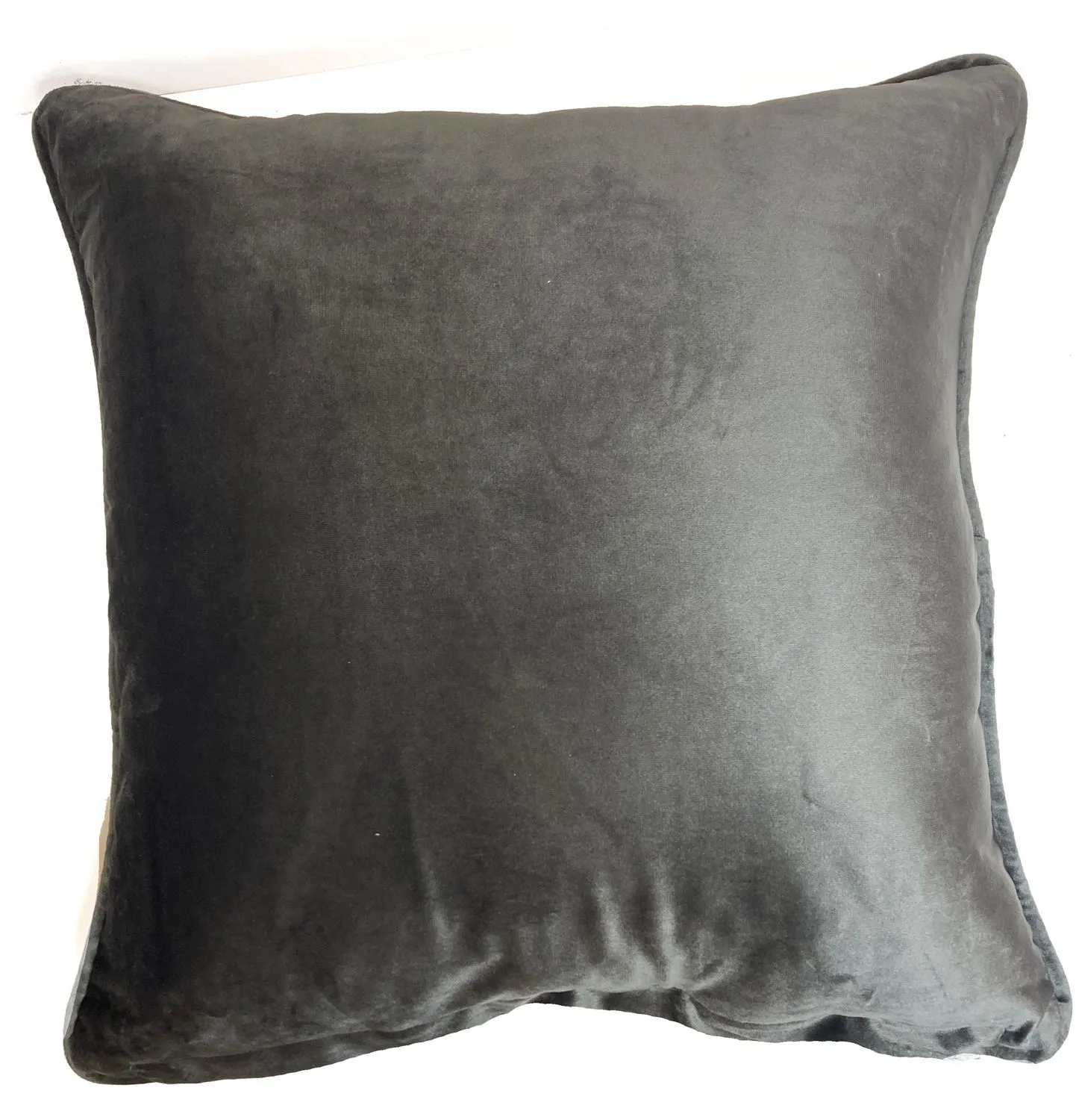 Rapport Home Piped Velvet Polyester Cushion Cover in Charcoal 2