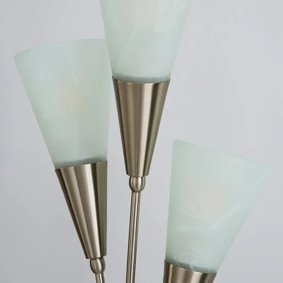 Marble Glass Satin Nickel Uplighter Floor Lamp 4