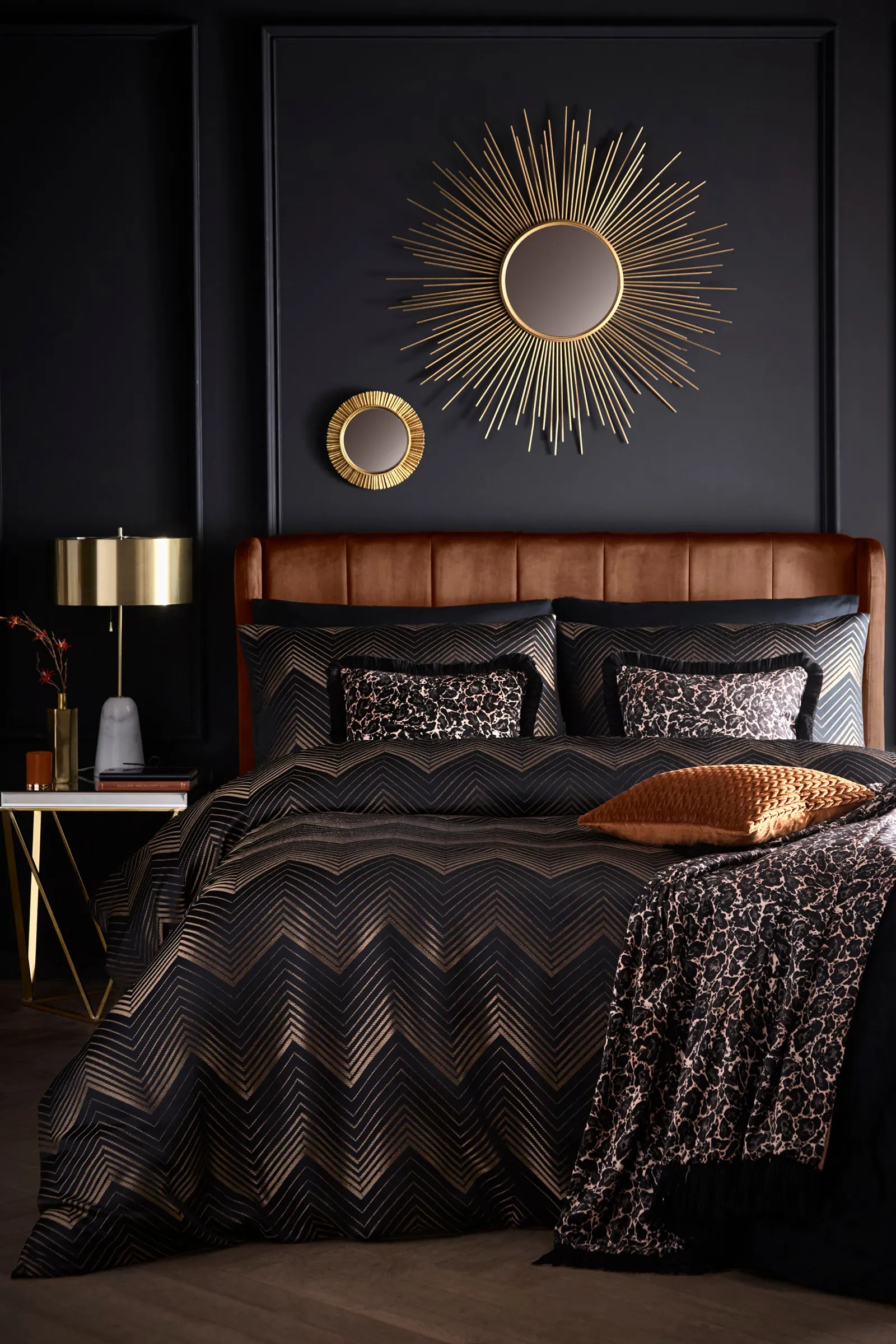 Laurence Llewelyn-Bowen 'Cocktail' Geometric Jacquard Duvet Cover Set in Black 4