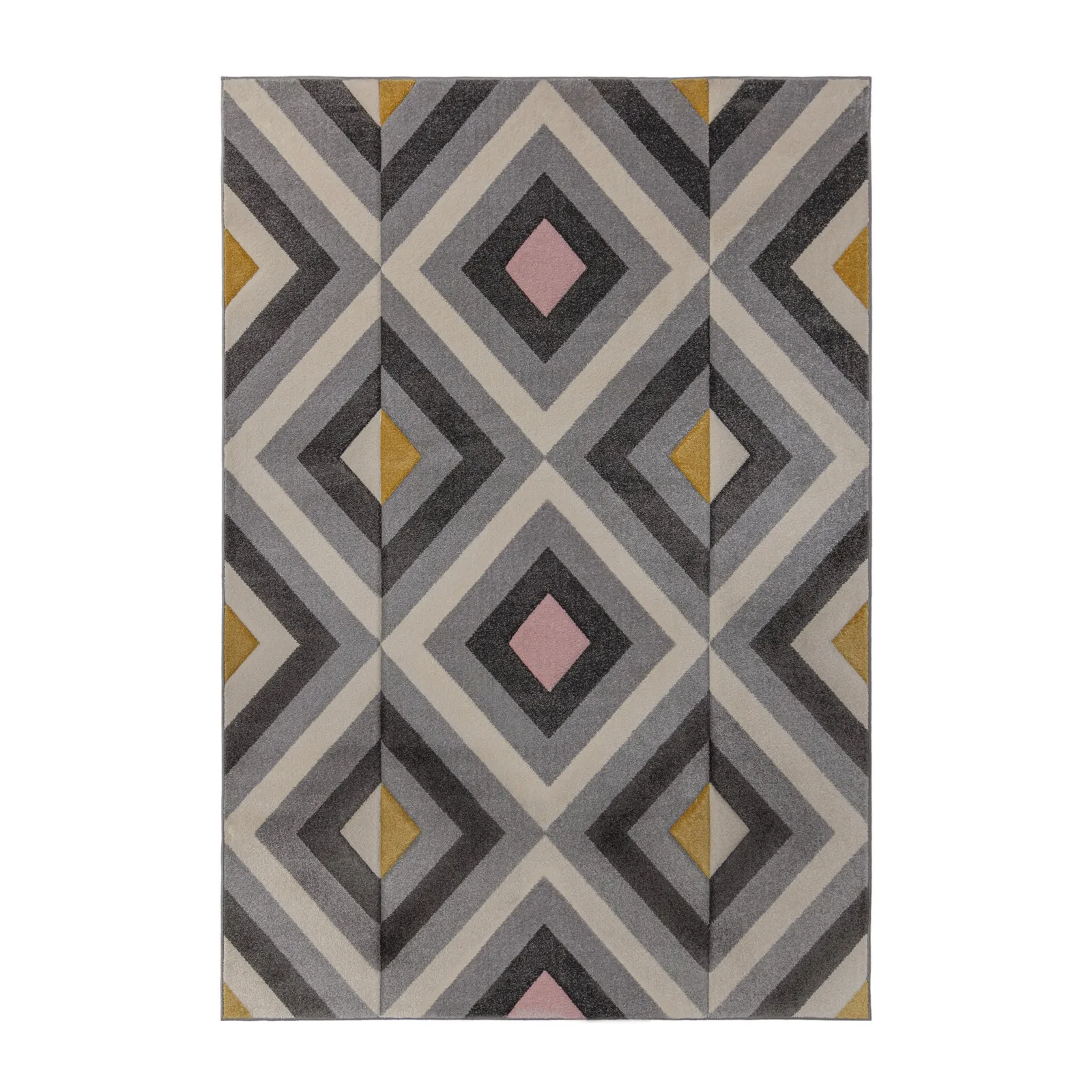 Paloma Geometric Rug Grey, Pink and Yellow