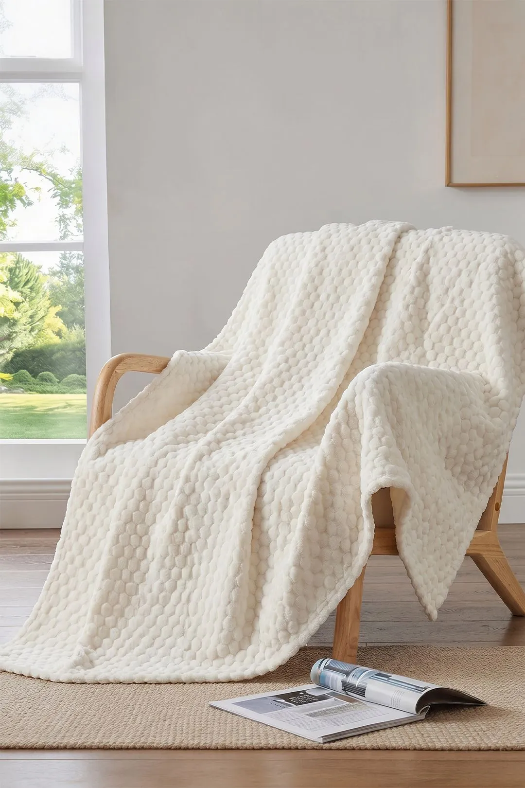 Living and Home Beige Skin-Friendly Polyester Throw Blanket
