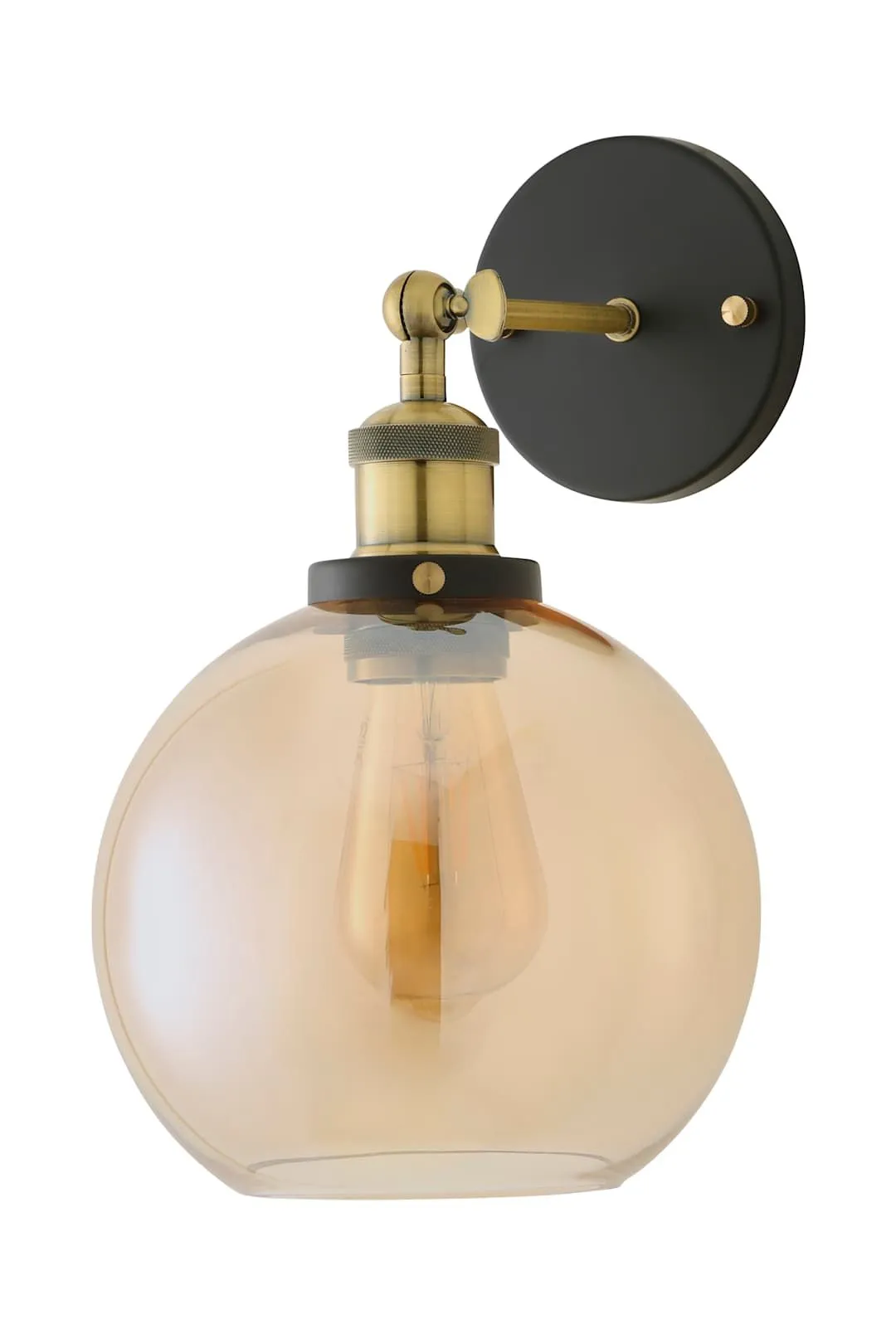 ValueLights Sheridan Industrial Clear Glass Bowl Gold Trim Black Wall Light in Orange 6