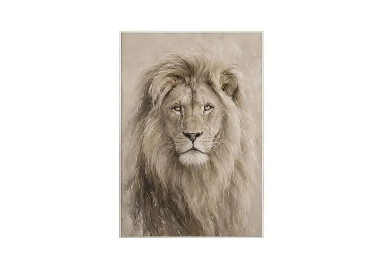 Neutral Lion Framed Velvet Canvas - Home Accessories - In Time for Christmas