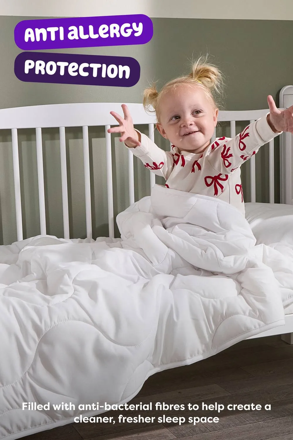 Slumberdown Little Slumbers Anti Allergy 4 Tog Cot Bed Duvet in White 2