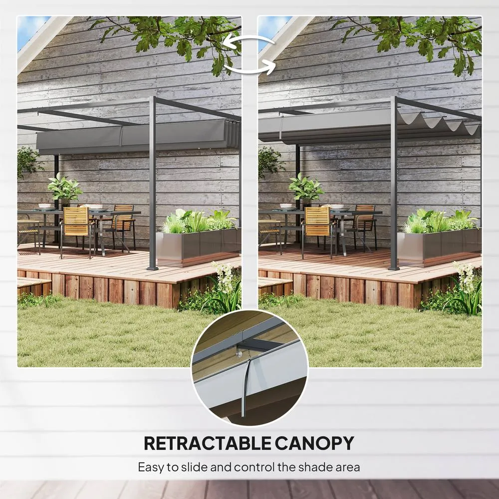 OUTSUNNY 4x3(m) Metal Pergola Gazebo Patio Sunshelter Retractable Canopy in Grey 4