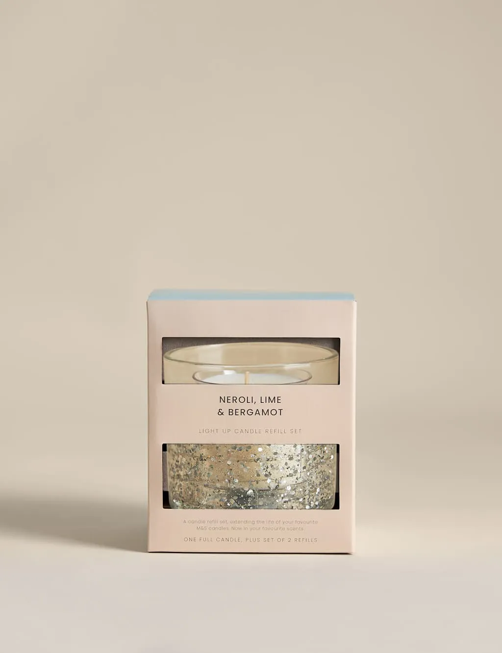 M&S Neroli Lime & Bergamot Refillable Light Up Candle Bundle Silver