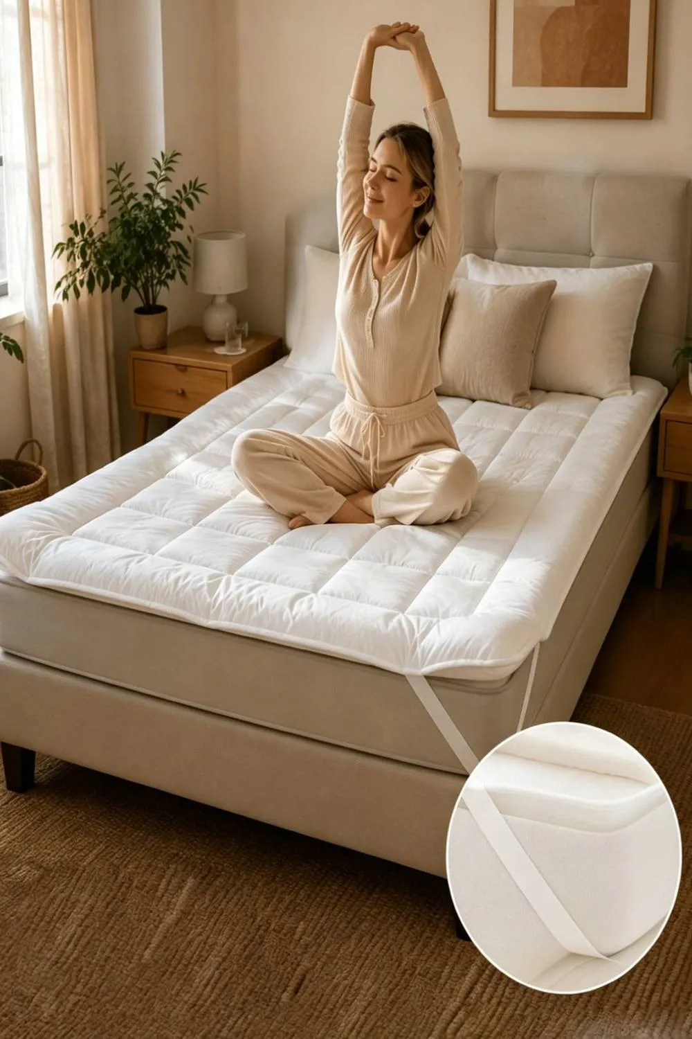 ExtraStar Supersoft Quilted Memory Foam Mattress Topper in Soft White