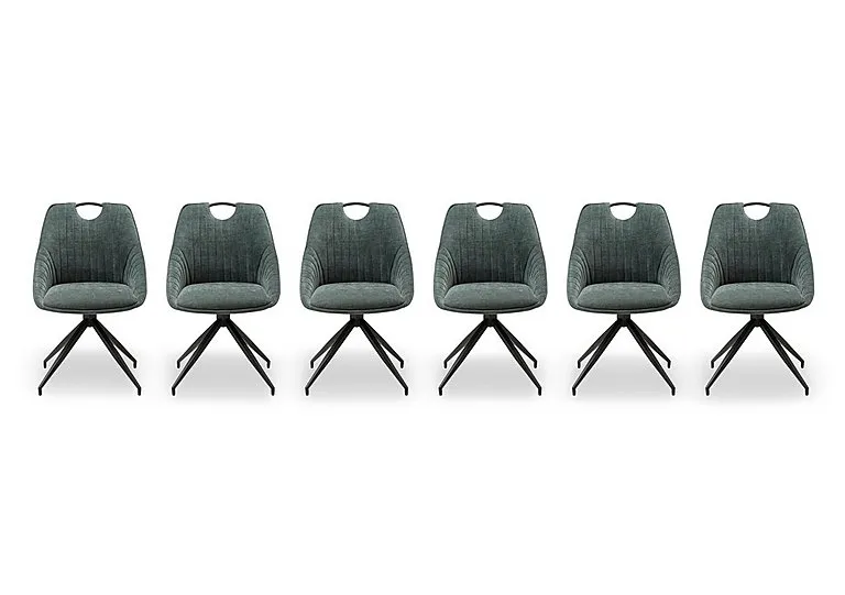 Petra Set of 6 Fabric Swivel Dining Chairs - Green