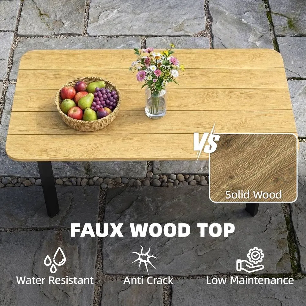 OUTSUNNY Outdoor Coffee Table, Garden Table with Slatted WPC Top, Brown 4