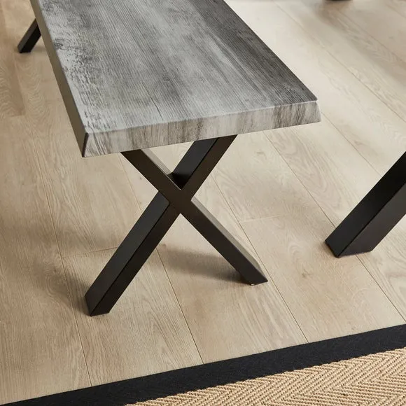 Ezra 6 Seater Rectangular Dining Table with 2 Benches 3