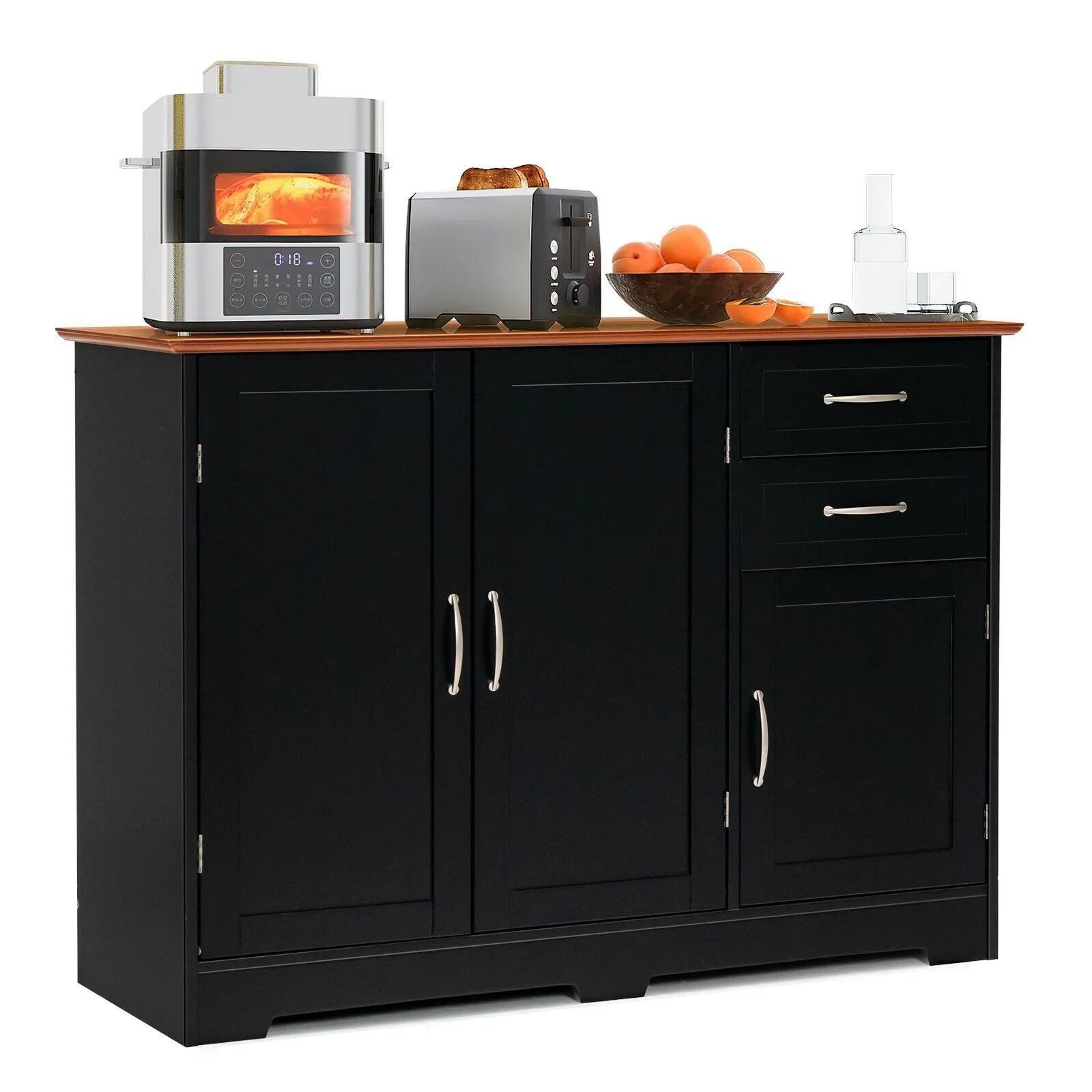 Costway Buffet Cabinet Kitchen Modern Storage Cabinet with Adjustable Shelf in Black