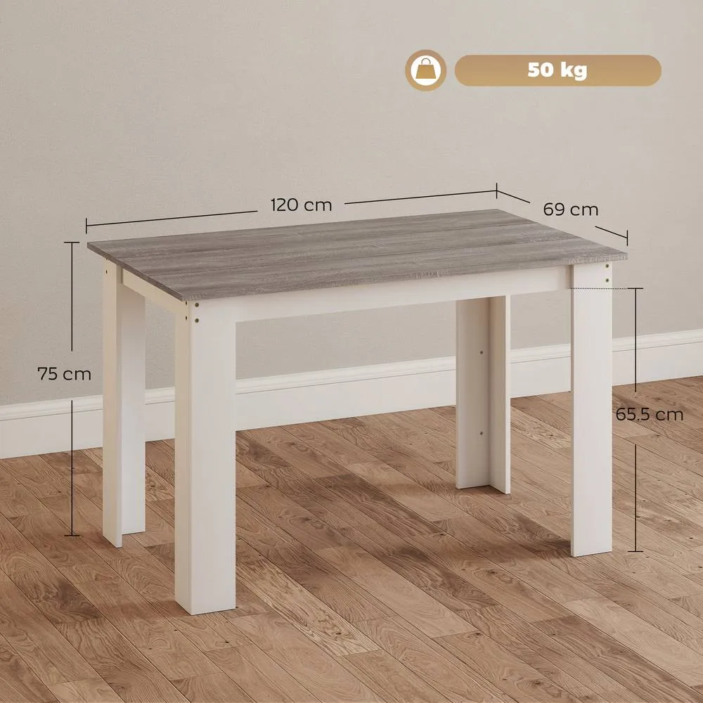 HOMCOM Dining Table for 4-6 People, Wood Effect Tabletop, Grey 3