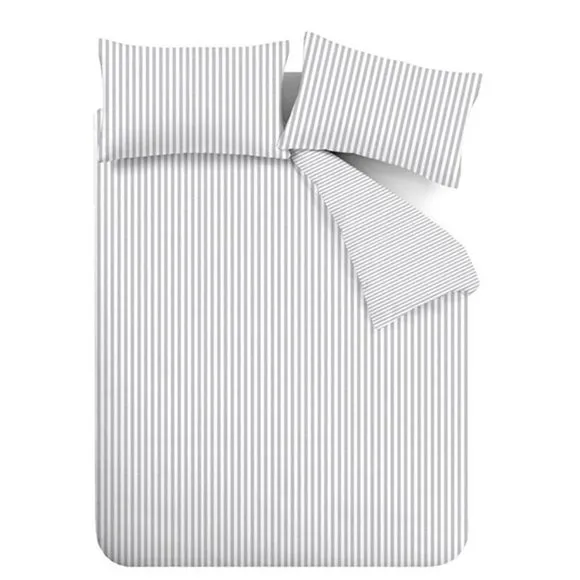 Catherine Lansfield Stripe 100% Brushed Cotton Reversible Duvet Cover & Pillowcase Set 5