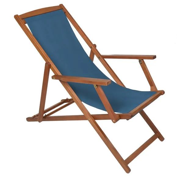 Teal Wooden Deck Chair 2