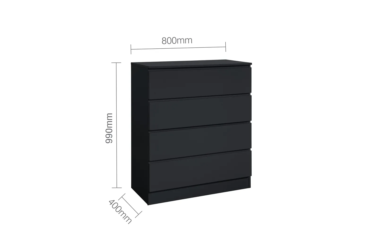 Birlea Oslo 4 Drawer Chest White in Black 6