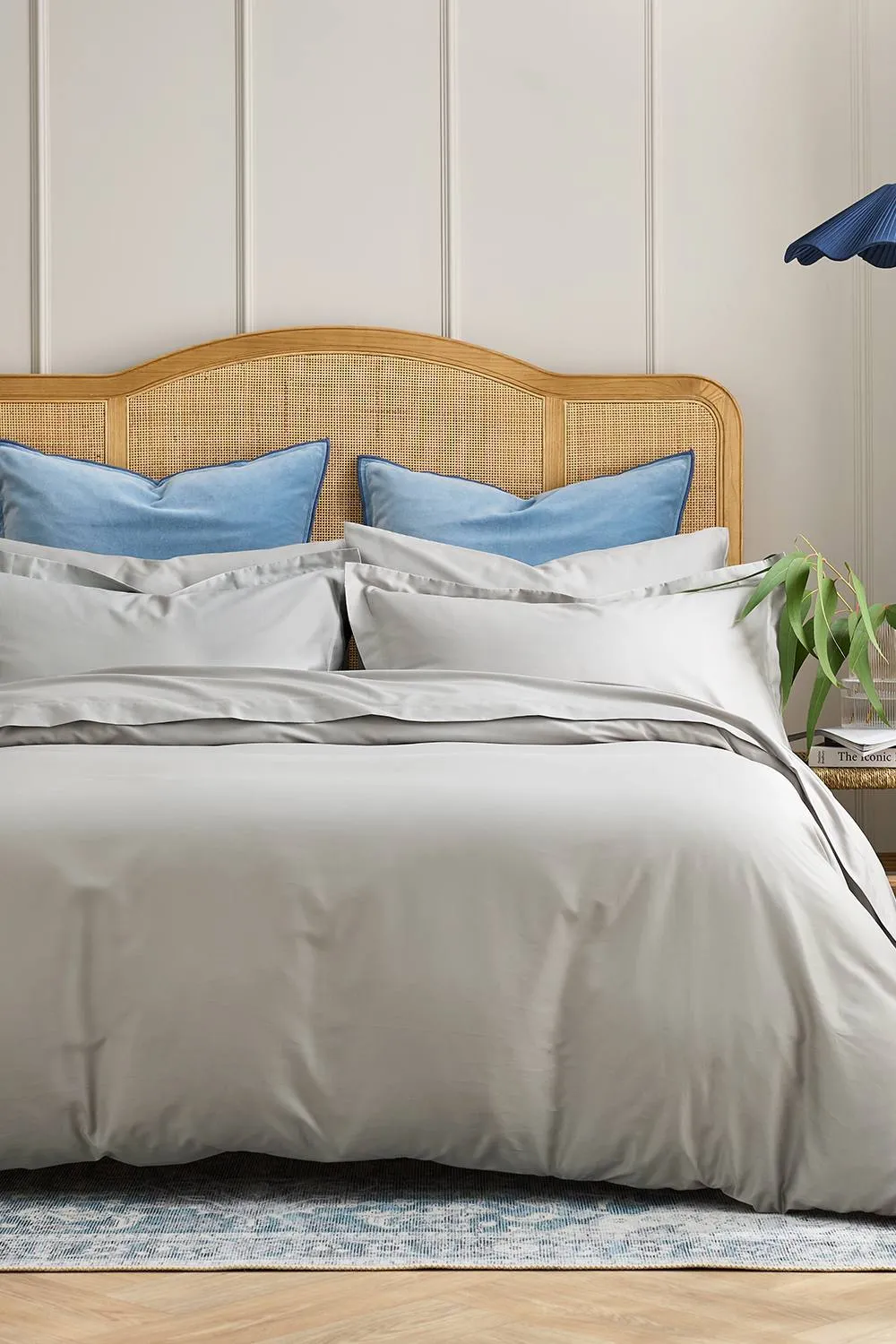 CHRISTY 400TC Luxury Cotton Sateen Plain Dye Duvet Cover Sets in Pale Grey 4