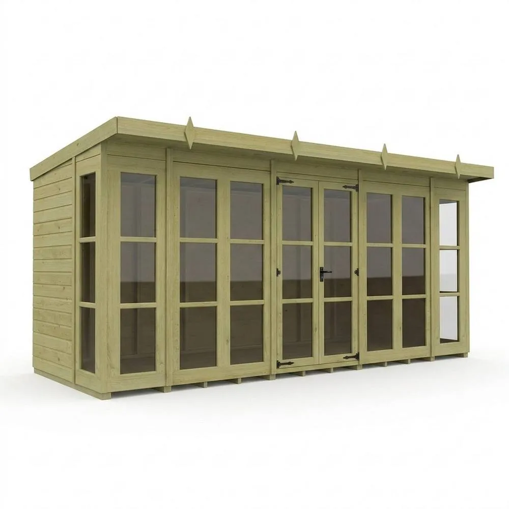 Buttercup Farm 16ft x 6ft Georgian Pent Summer House - Pressure Treated Timber in Brown