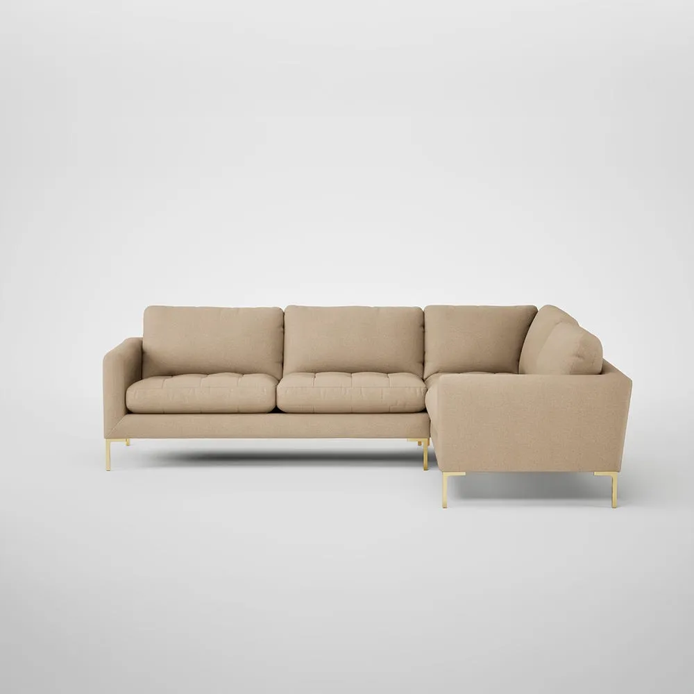 Heal's Eton Right Hand Facing Corner Sofa Capelo Linen-Cotton Bamboo Brass Feet 1