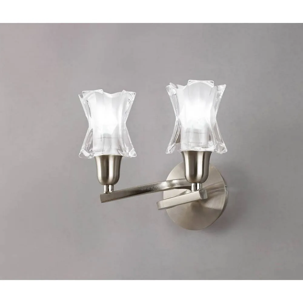 Netlighting Alaska Wall Lamp Switched 2 Light L1SGU10 Satin Nickel in Grey 2