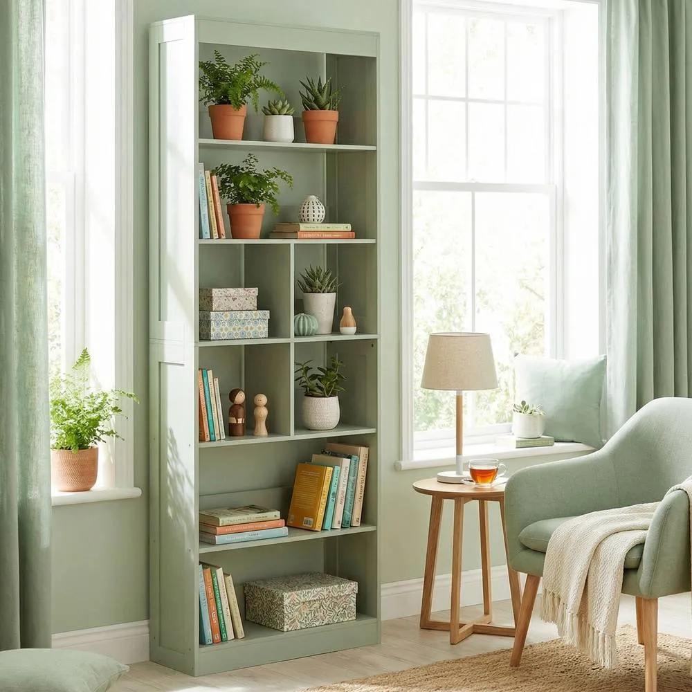 HOMCOM Bookcase, 6-Tier Bookshelf with Anti-Tipping Design, Green