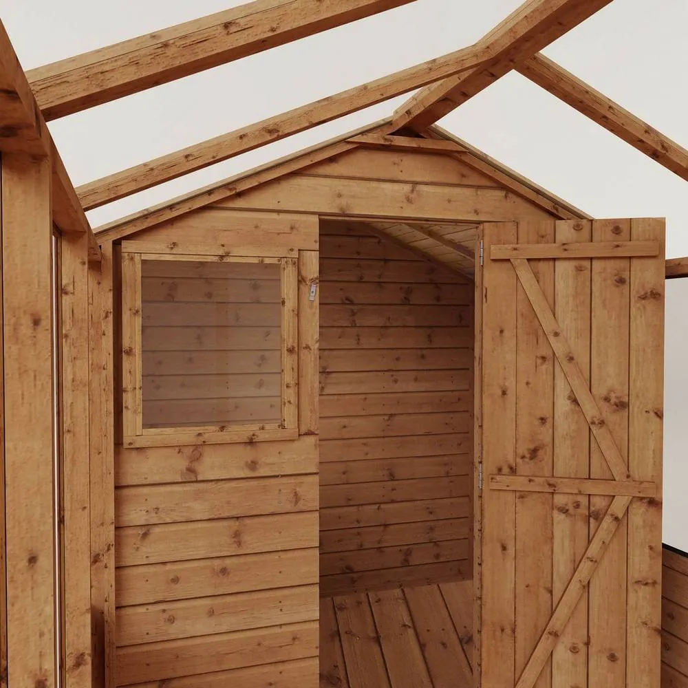 Mercia Traditional Apex Greenhouse/Shed Combo - L367.7 x W204.1 x H205.9 cm in Brown 6