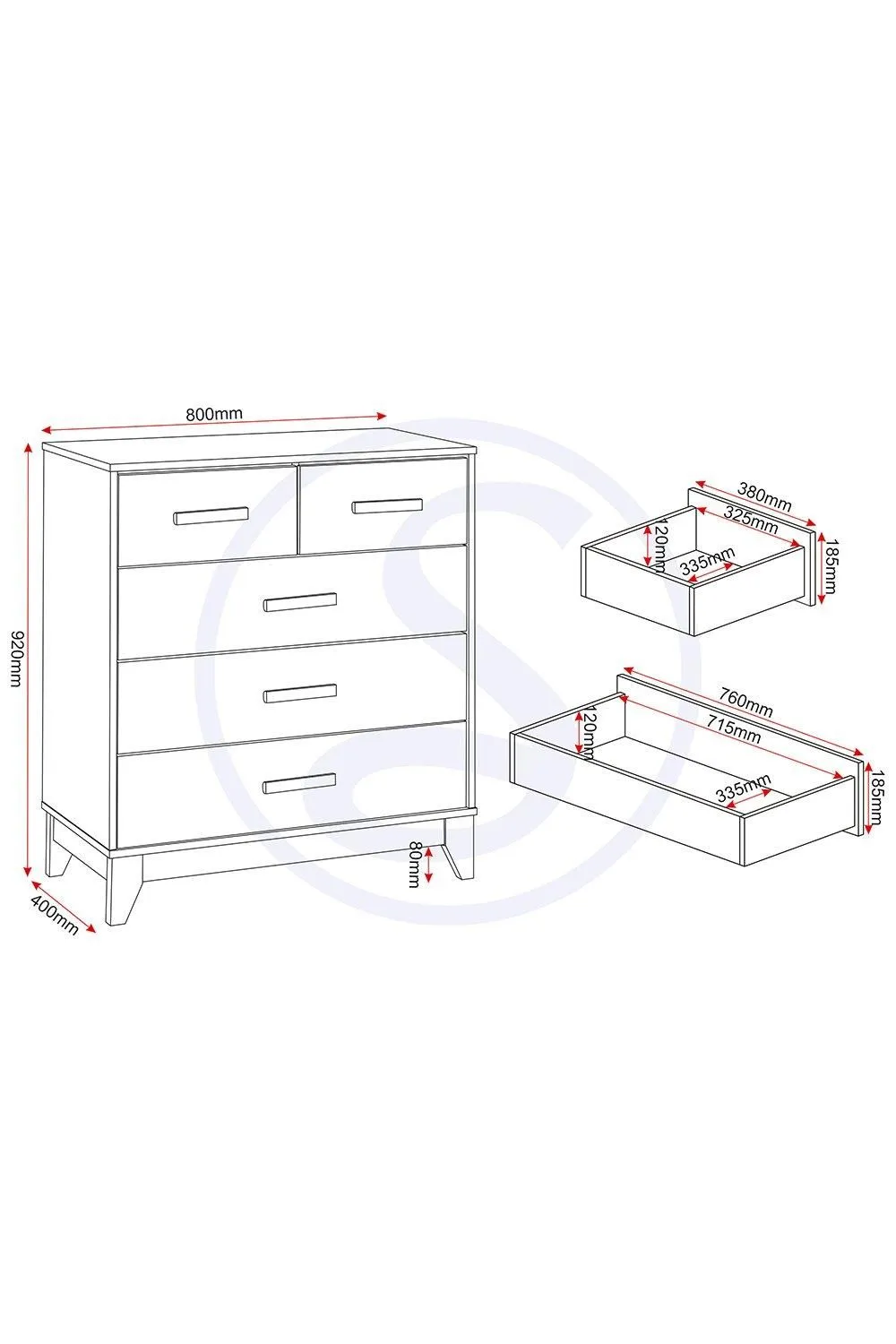 Seconique Cleveland 3+2 Drawer Chest 6