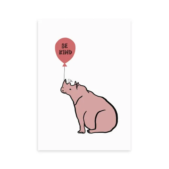 East End Prints Be Kind Rhino Print 2